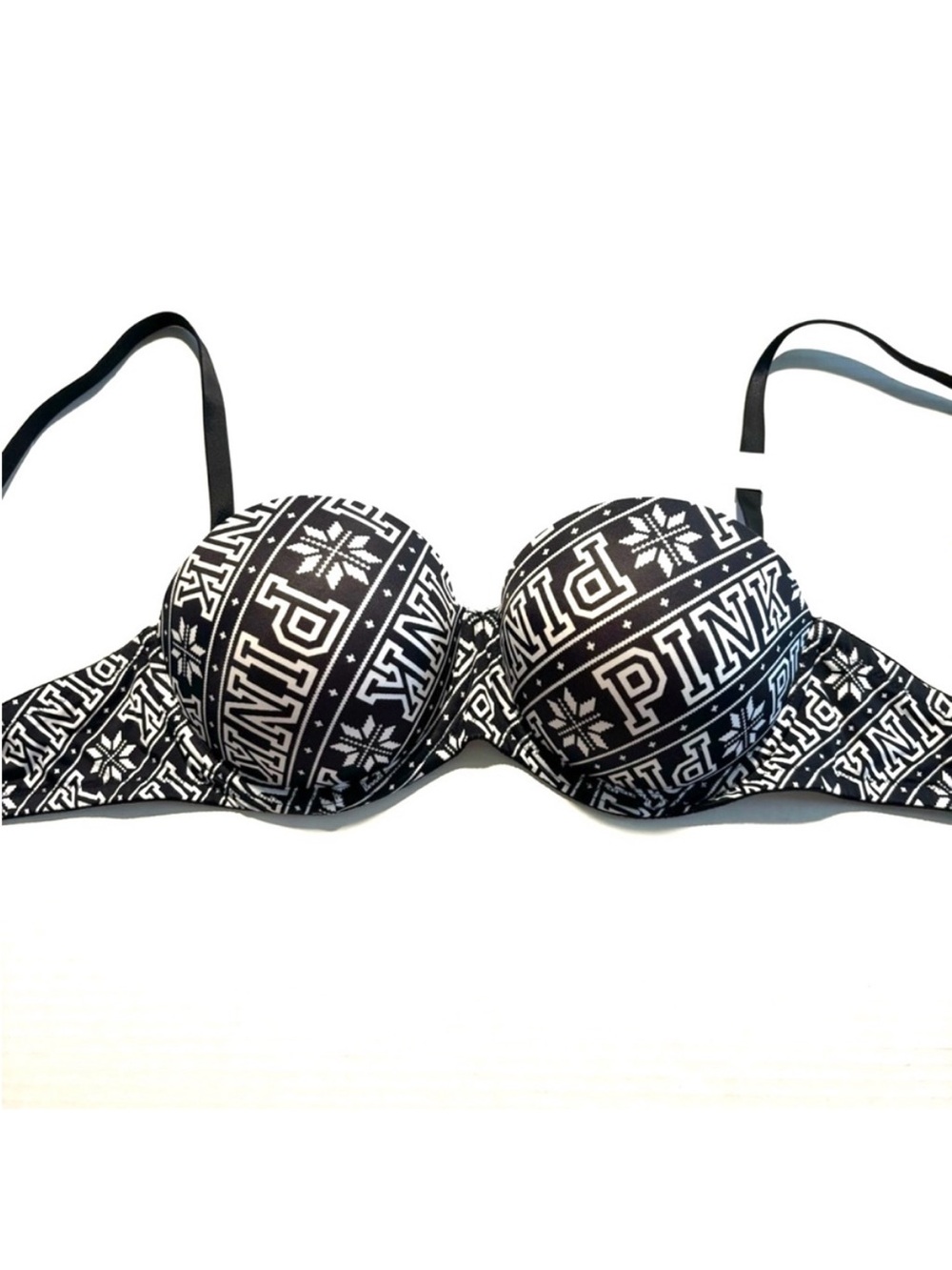 PINK Victoria’s Secret WearEverywhere push-up bra Multi Way Black White Logo 34D